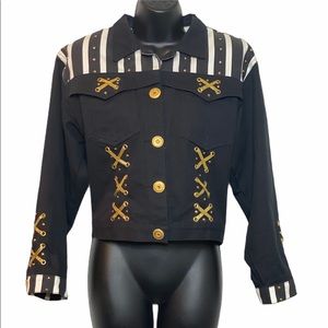 David David Vintage 80s Black White Jacket